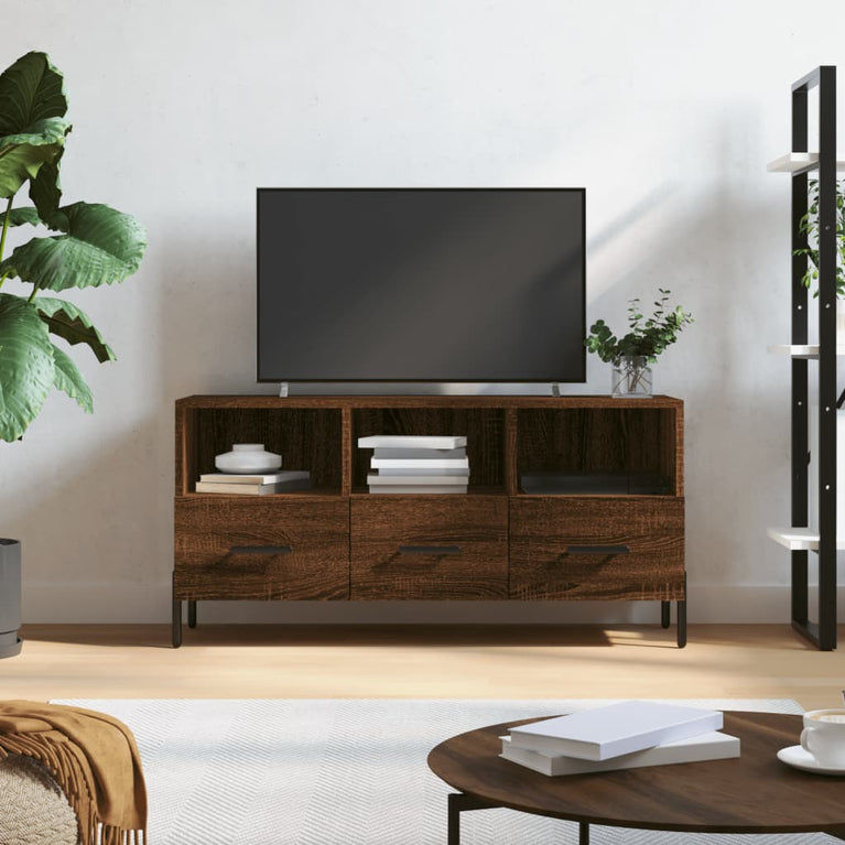 Tv-meubel 102x36x50 cm bewerkt hout bruin eikenkleur MeubelReus