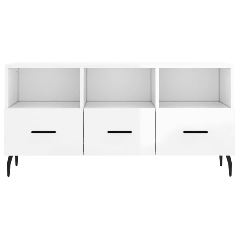 Tv-meubel 102x36x50 cm bewerkt hout hoogglans wit MeubelReus