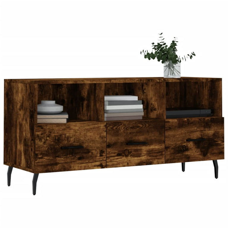 Tv-meubel 102x36x50 cm bewerkt hout gerookt eikenkleurig MeubelReus