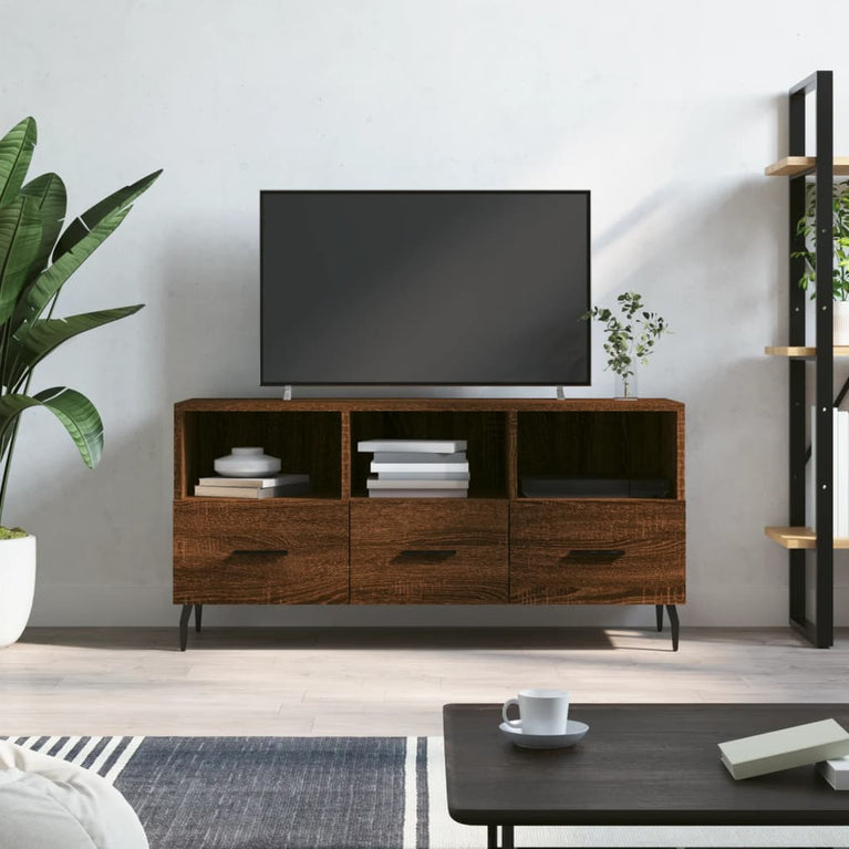 Tv-meubel 102x36x50 cm bewerkt hout bruin eikenkleur MeubelReus