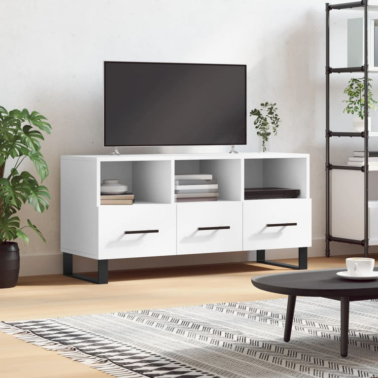 Tv-meubel 102x36x50 cm bewerkt hout wit MeubelReus