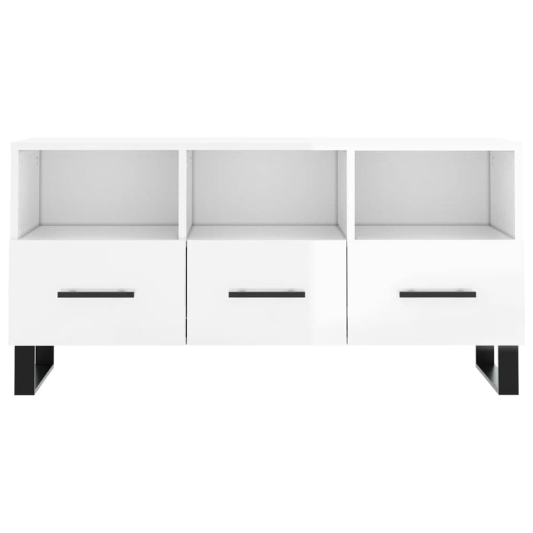 Tv-meubel 102x36x50 cm bewerkt hout hoogglans wit MeubelReus