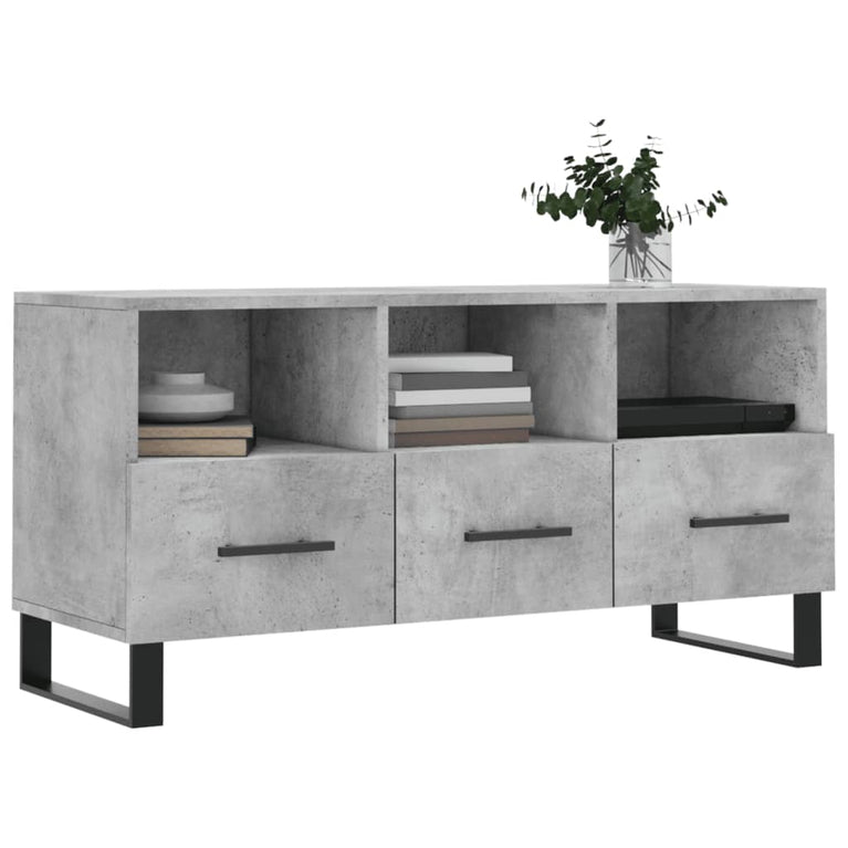 Tv-meubel 102x36x50 cm bewerkt hout betongrijs MeubelReus