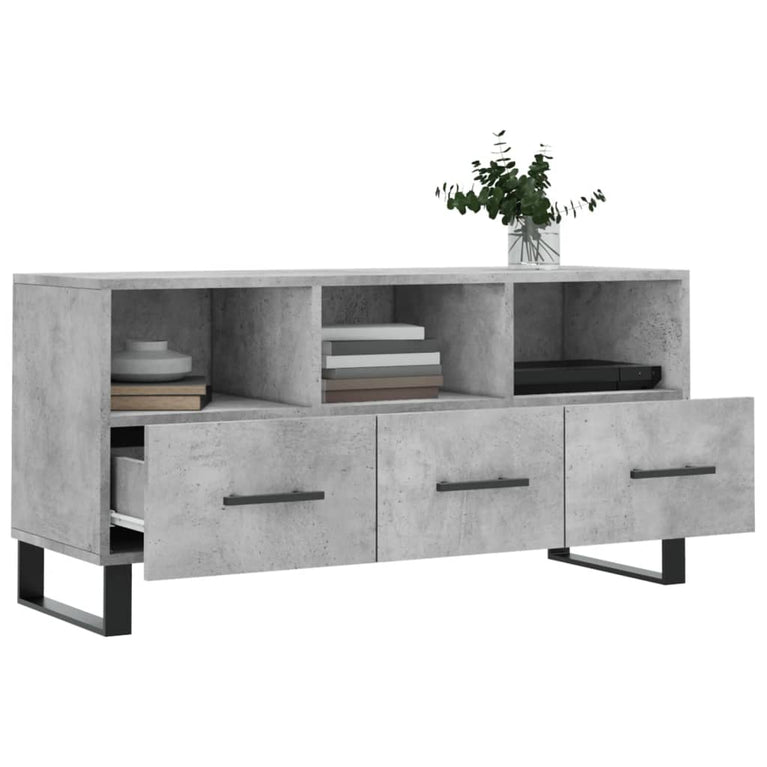 Tv-meubel 102x36x50 cm bewerkt hout betongrijs MeubelReus