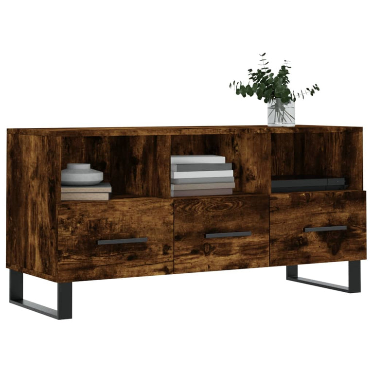 Tv-meubel 102x36x50 cm bewerkt hout gerookt eikenkleurig MeubelReus