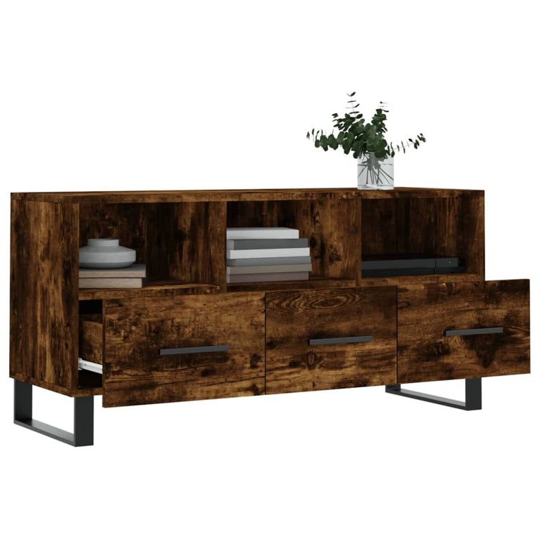Tv-meubel 102x36x50 cm bewerkt hout gerookt eikenkleurig MeubelReus