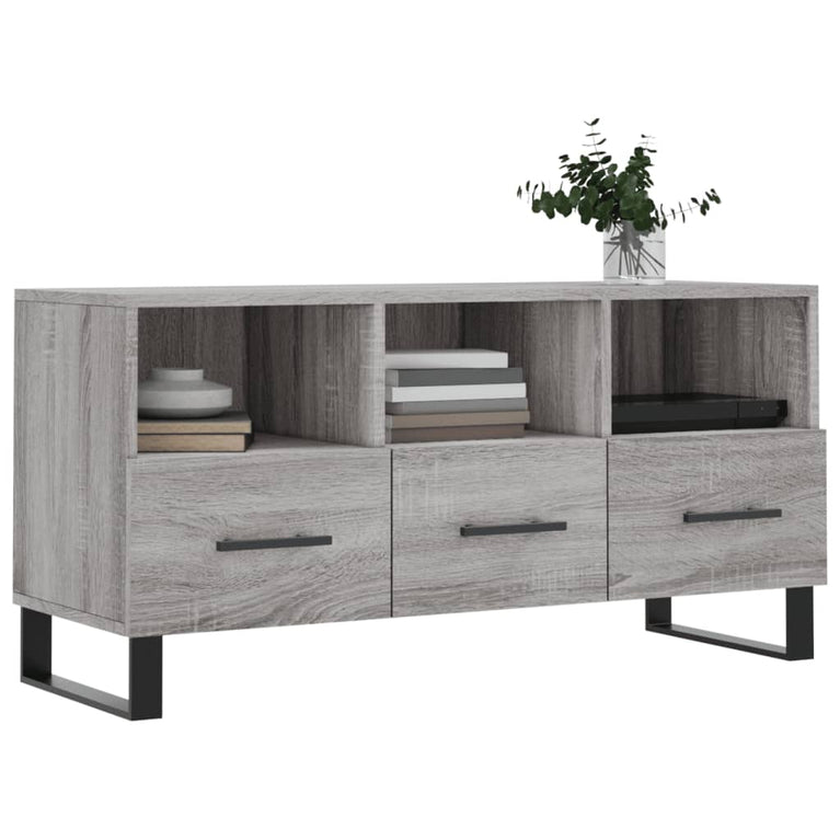 Tv-meubel 102x36x50 cm bewerkt hout grijs sonoma eikenkleurig MeubelReus