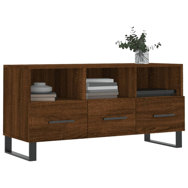 Tv-meubel 102x36x50 cm bewerkt hout bruin eikenkleur MeubelReus