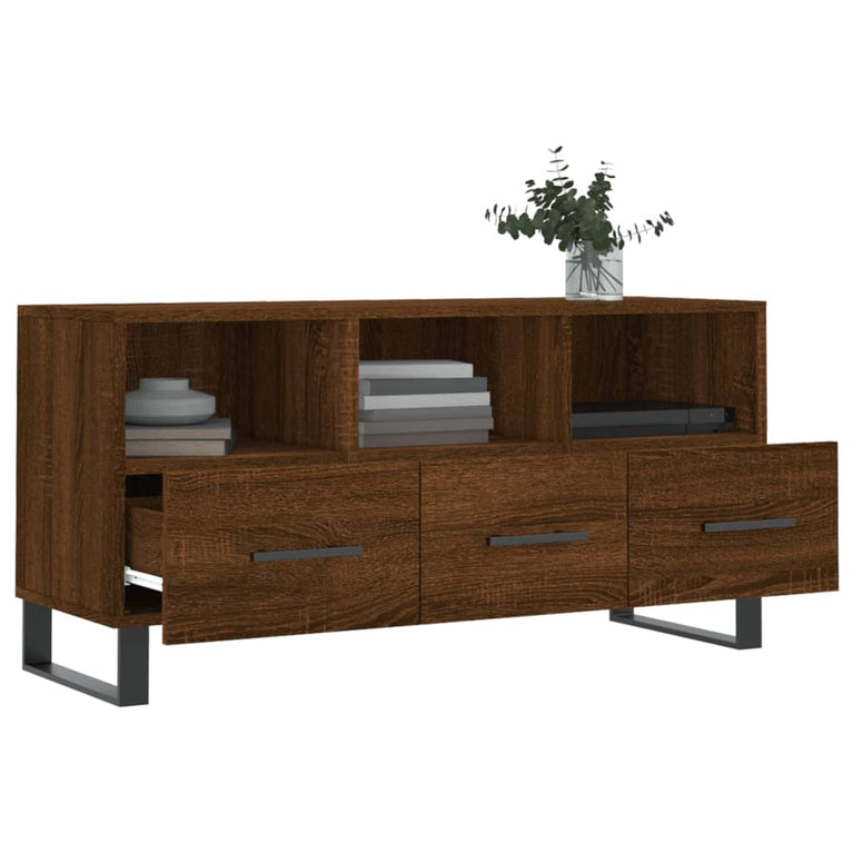Tv-meubel 102x36x50 cm bewerkt hout bruin eikenkleur MeubelReus