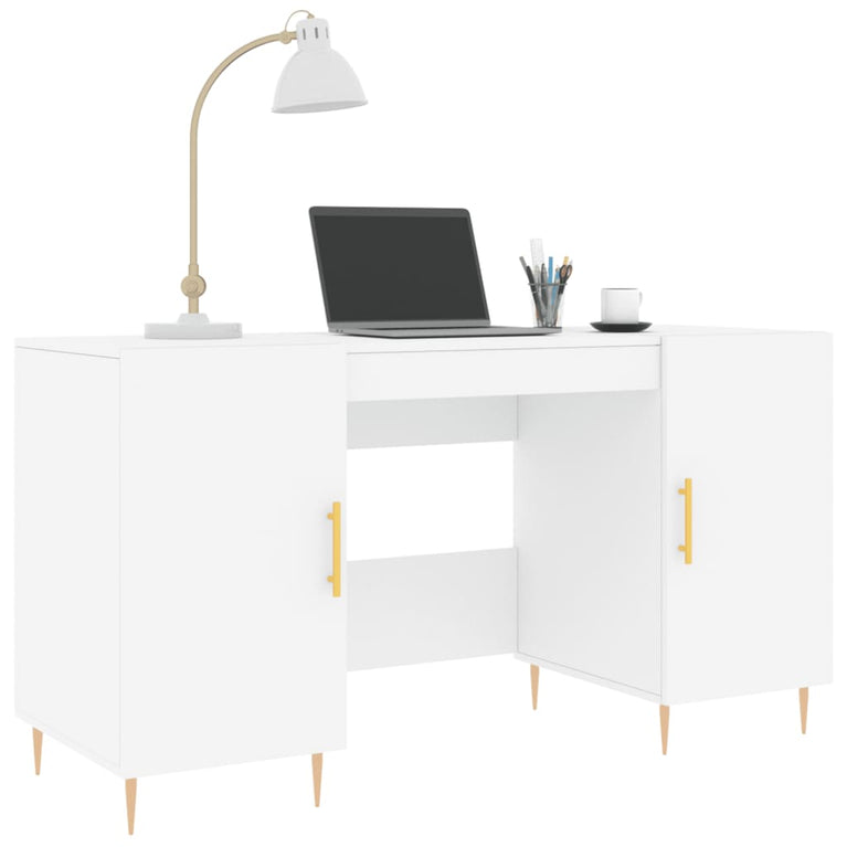 Bureau 140x50x75 cm bewerkt hout wit MeubelReus