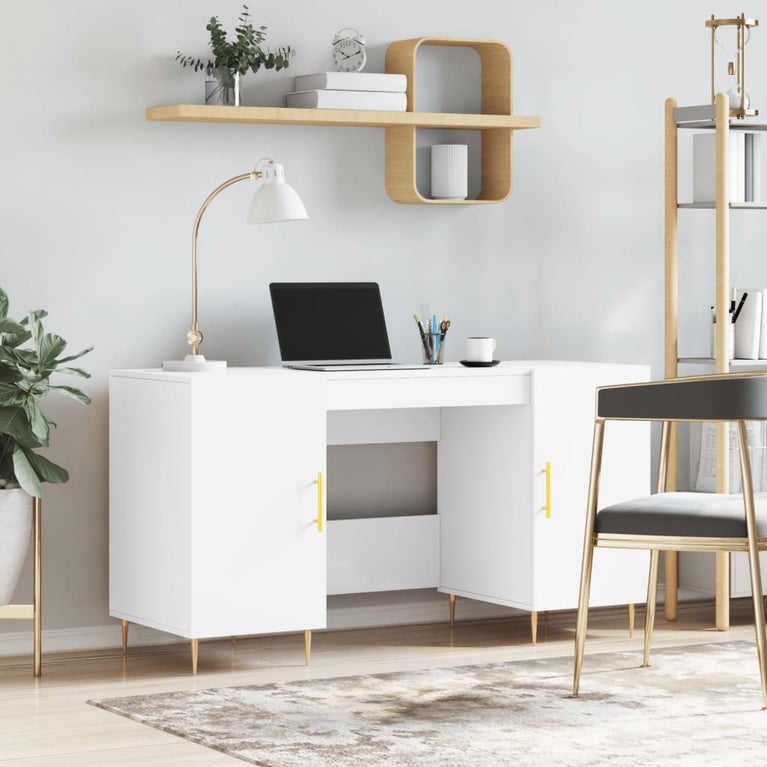 Bureau 140x50x75 cm bewerkt hout wit MeubelReus