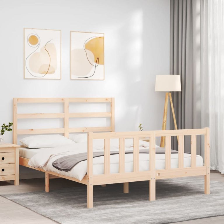 Bedframe met hoofdbord massief hout 4FT Small Double