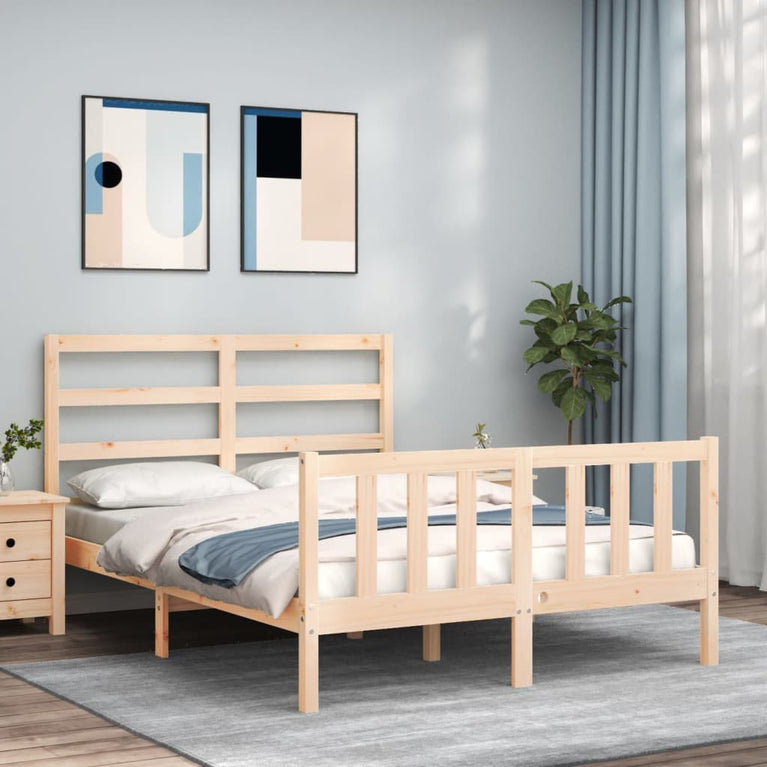 Bedframe met hoofdbord massief hout 4FT Small Double