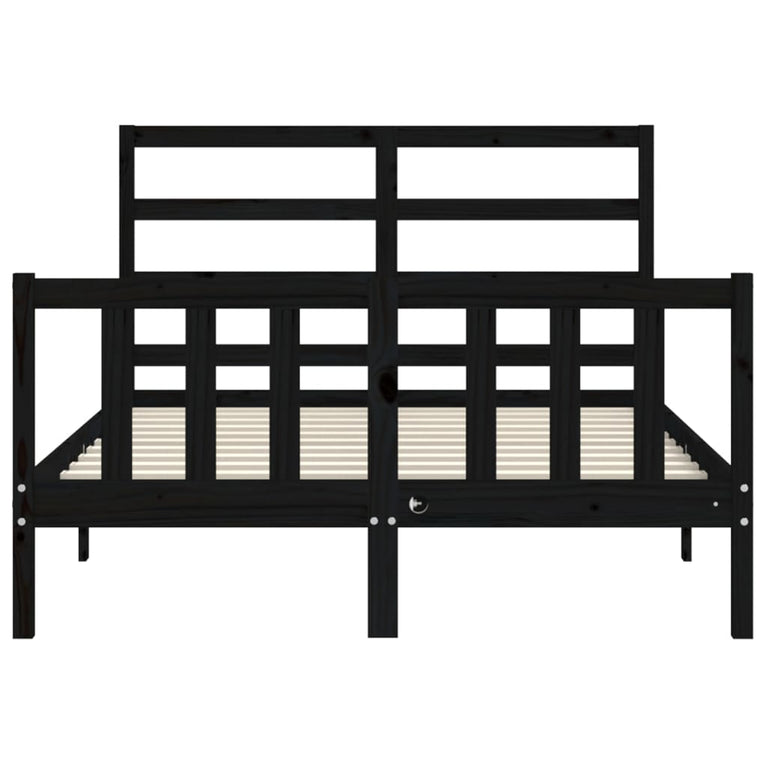 Bedframe met hoofdbord massief hout zwart 4FT Small Double