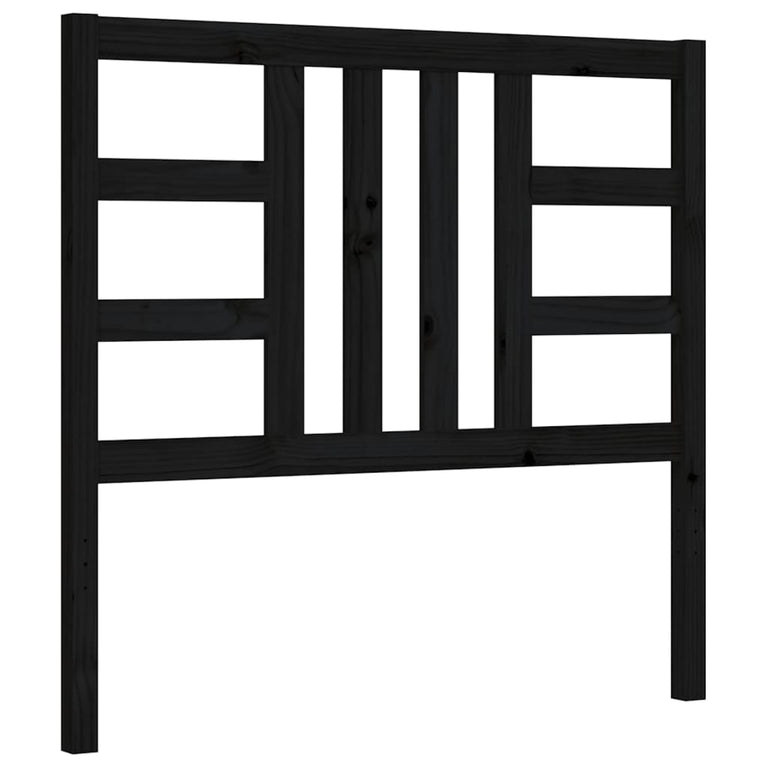 Bedframe met hoofdeinde massief hout zwart 90x190 cm
