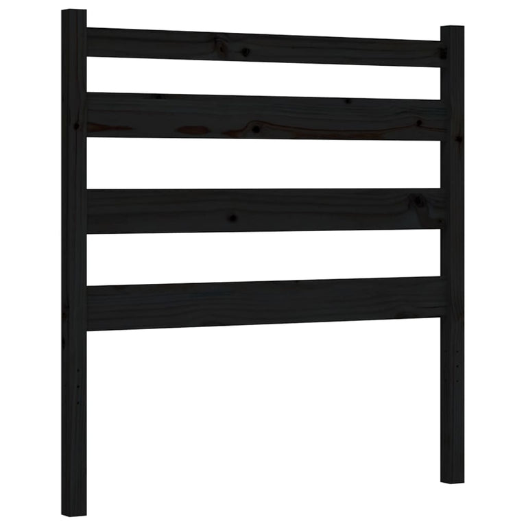 Bedframe met hoofdeinde massief hout zwart 90x190 cm