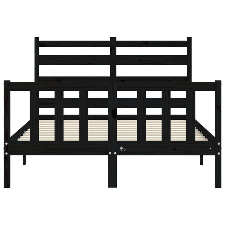 Bedframe met hoofdbord massief hout zwart 4FT6 Double
