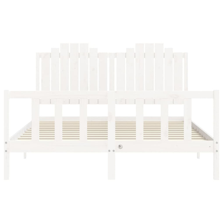 Bedframe met hoofdbord massief hout wit 5 FT King Size