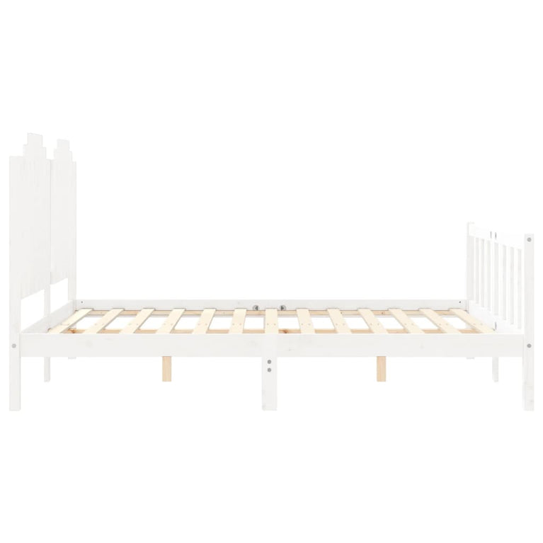 Bedframe met hoofdbord massief hout wit 5 FT King Size