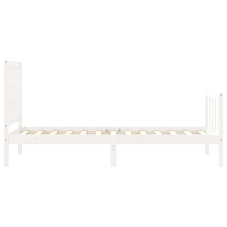 Bedframe met hoofdbord massief hout wit 3FT Single