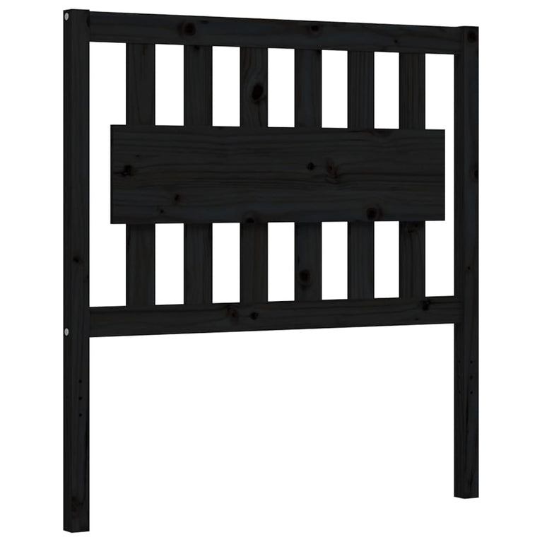 Bedframe met hoofdbord massief hout zwart 3FT Single