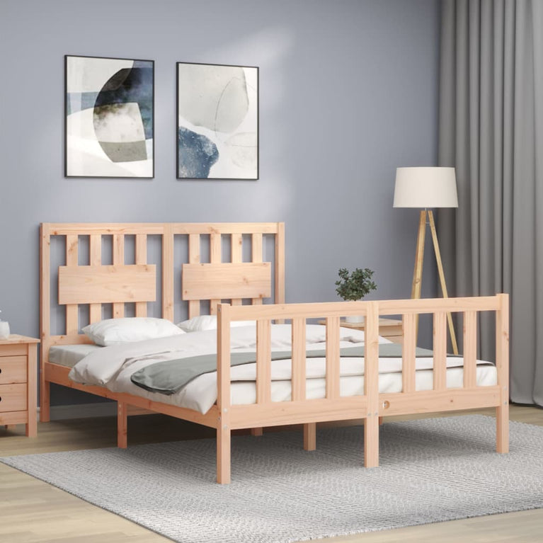 Bedframe met hoofdbord massief hout 4FT6 Double