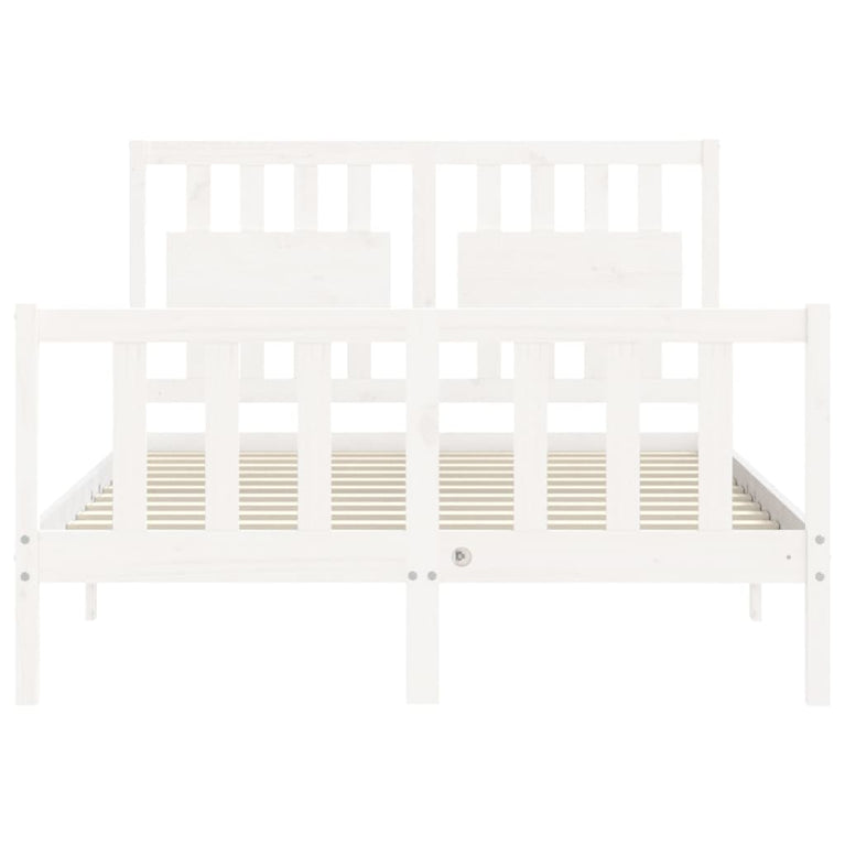 Bedframe met hoofdbord massief hout wit 140x200 cm