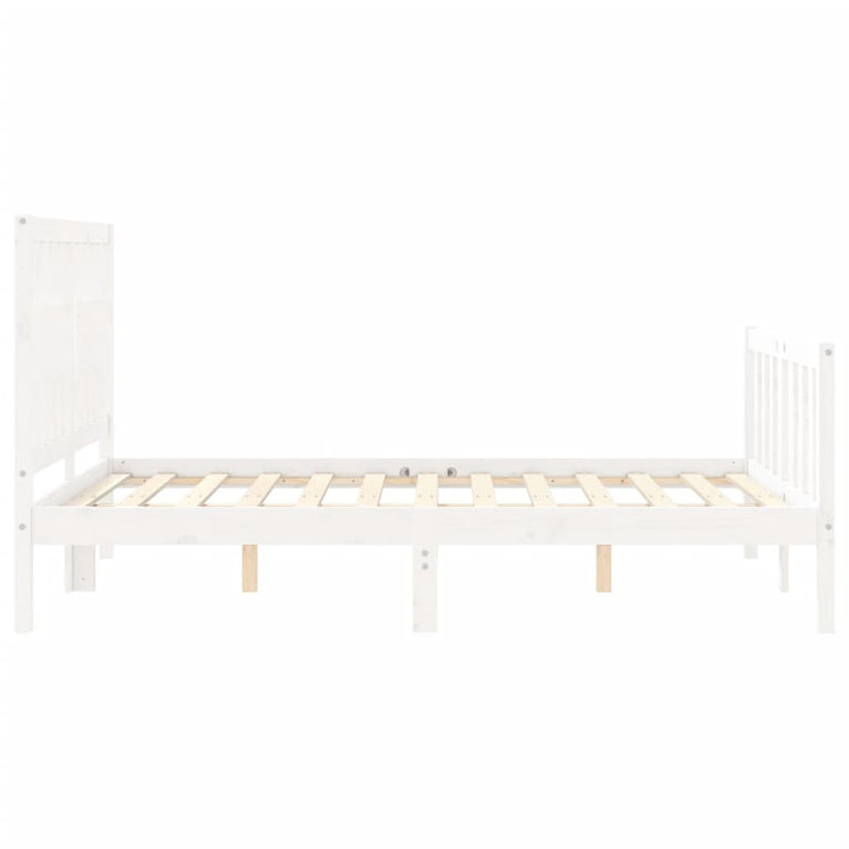 Bedframe met hoofdbord massief hout wit 140x200 cm