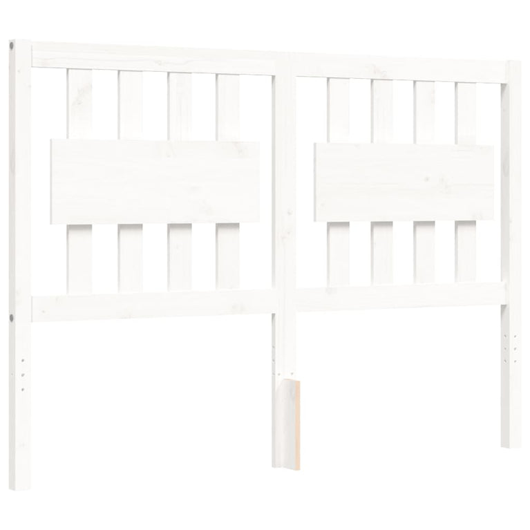 Bedframe met hoofdbord massief hout wit 140x200 cm