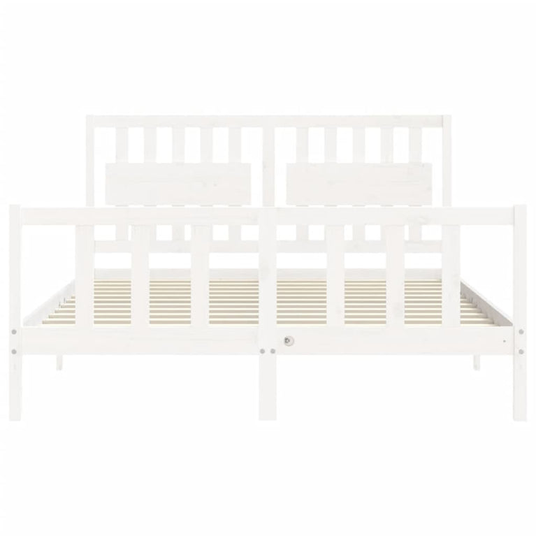 Bedframe met hoofdbord massief hout wit 5 FT King Size