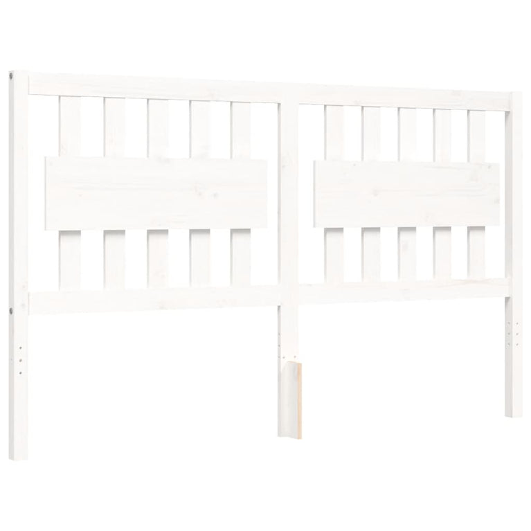 Bedframe met hoofdbord massief hout wit 5 FT King Size