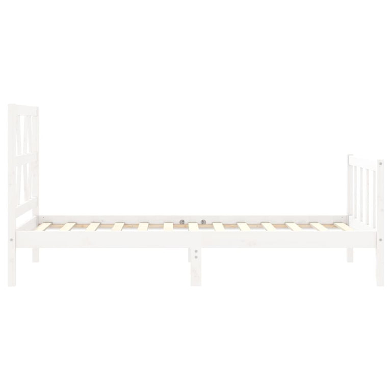Bedframe met hoofdbord massief hout wit 3FT Single
