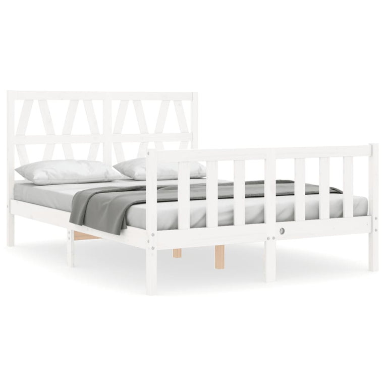 Bedframe met hoofdbord massief hout wit 4FT Small Double