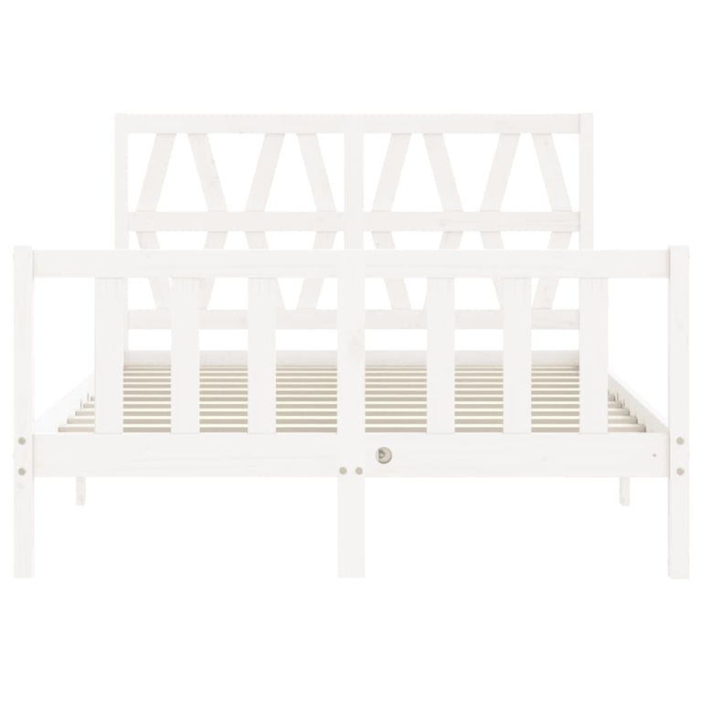 Bedframe met hoofdbord massief hout wit 4FT Small Double