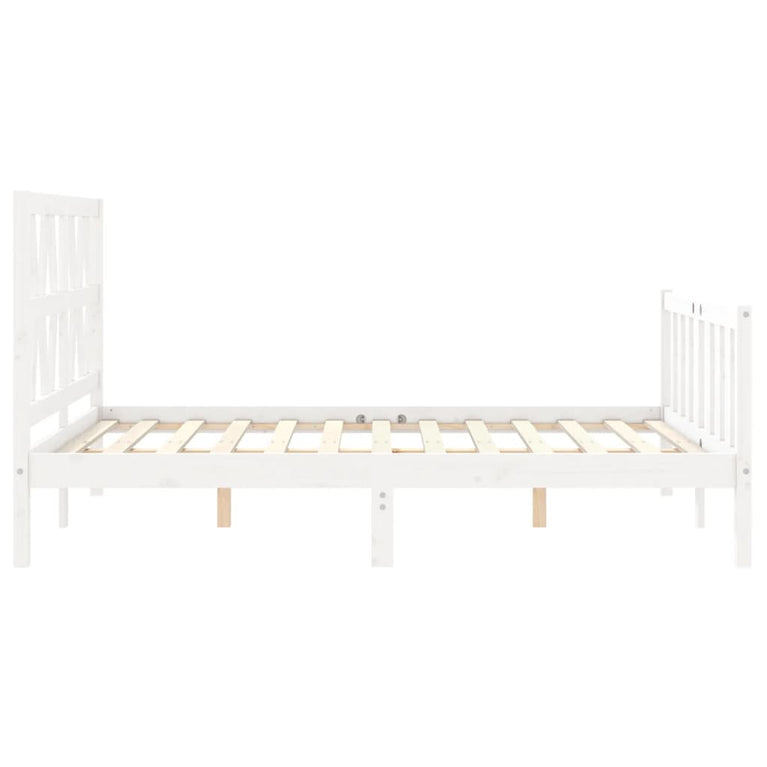 Bedframe met hoofdbord massief hout wit 4FT Small Double