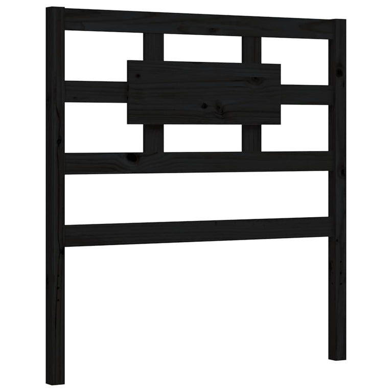 Bedframe met hoofdbord massief hout zwart 3FT Single