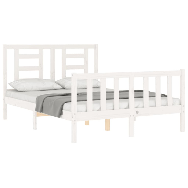 Bedframe met hoofdbord massief hout wit 4FT Small Double
