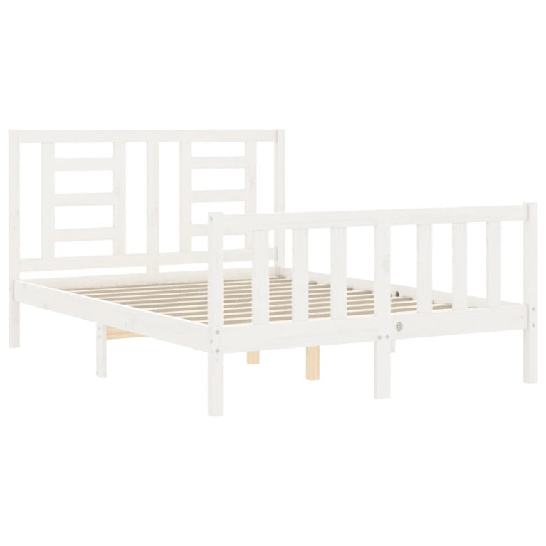 Bedframe met hoofdbord massief hout wit 4FT Small Double