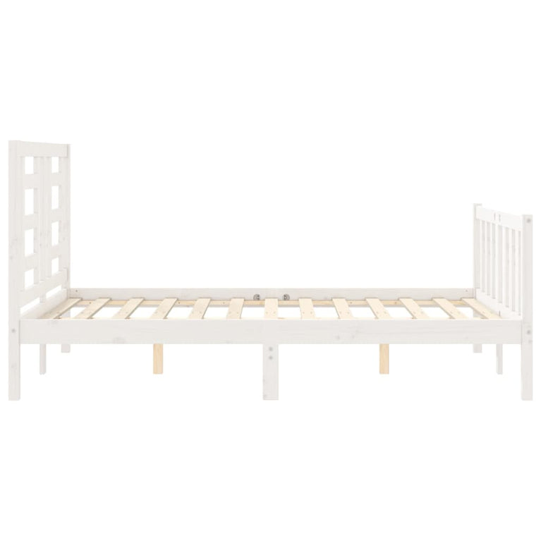 Bedframe met hoofdbord massief hout wit 4FT Small Double