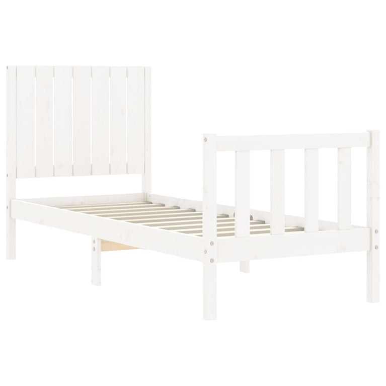 Bedframe met hoofdbord massief hout wit 2FT6 Small Single