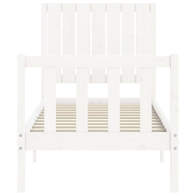 Bedframe met hoofdbord massief hout wit 2FT6 Small Single