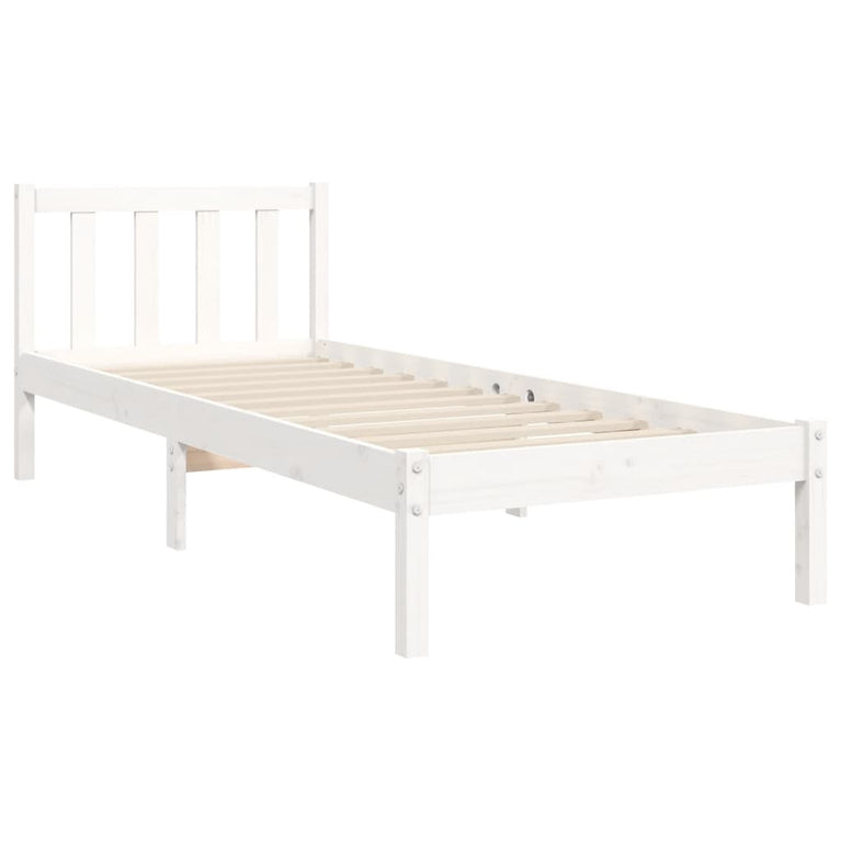 Bedframe met hoofdbord massief hout wit 2FT6 Small Single