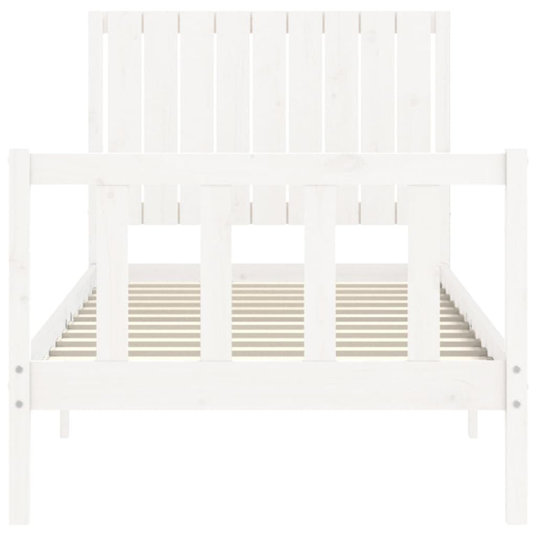 Bedframe met hoofdbord massief hout wit 3FT Single