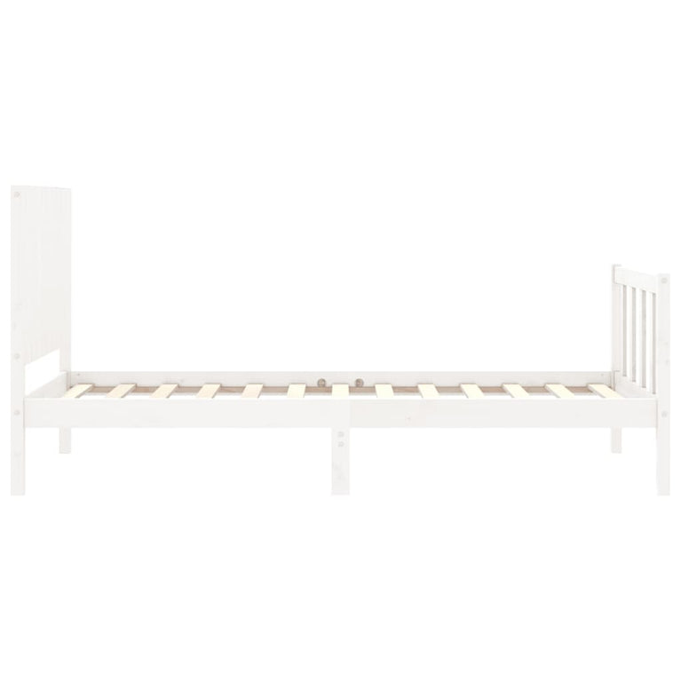 Bedframe met hoofdbord massief hout wit 3FT Single