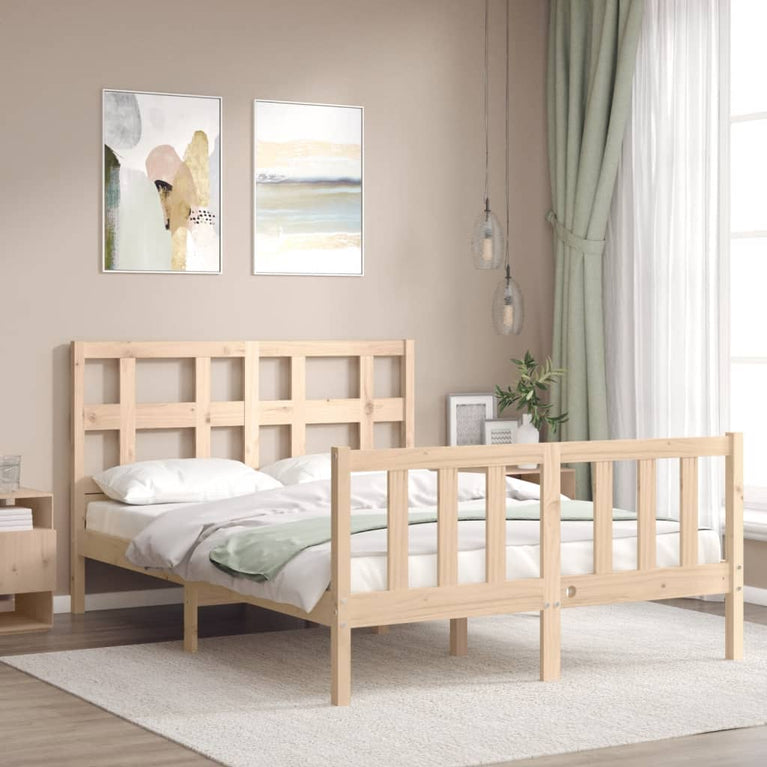 Bedframe met hoofdbord massief hout 4FT Small Double
