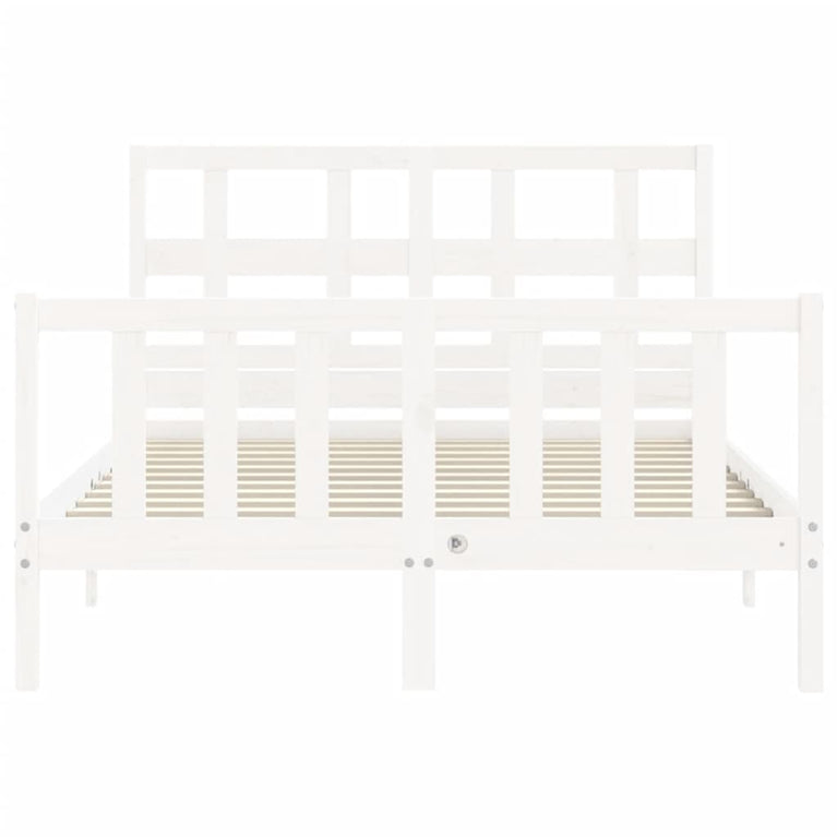 Bedframe met hoofdbord massief hout wit 4FT6 Double