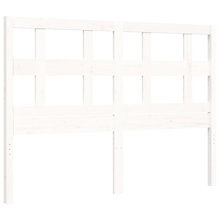 Bedframe met hoofdbord massief hout wit 4FT6 Double