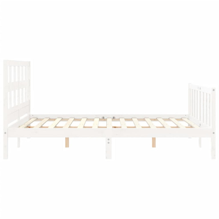 Bedframe met hoofdbord massief hout wit 5 FT King Size
