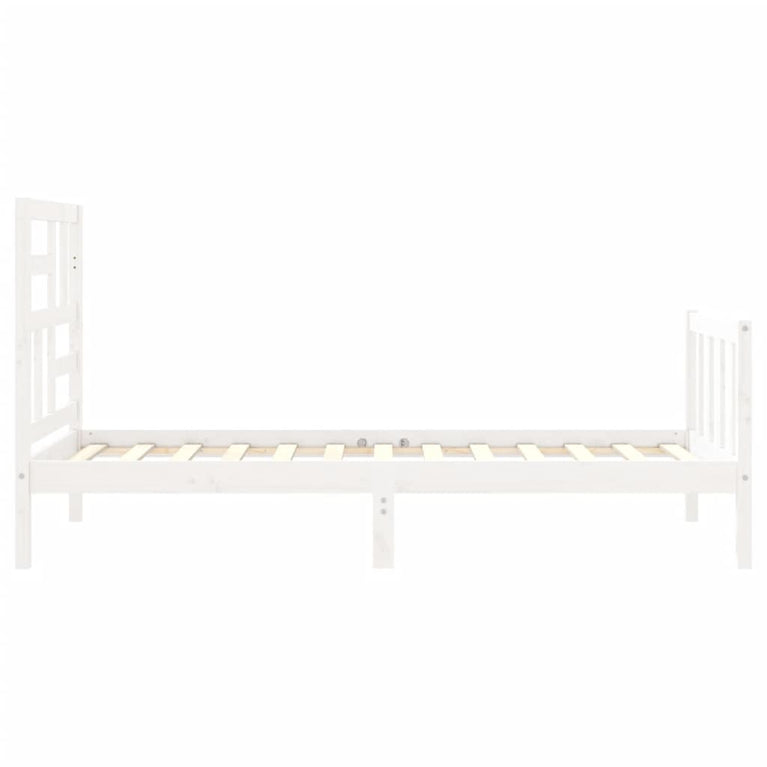 Bedframe met hoofdbord massief hout wit 3FT Single