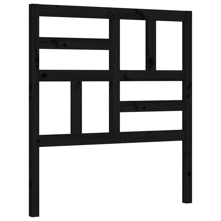 Bedframe met hoofdbord massief hout zwart 3FT Single